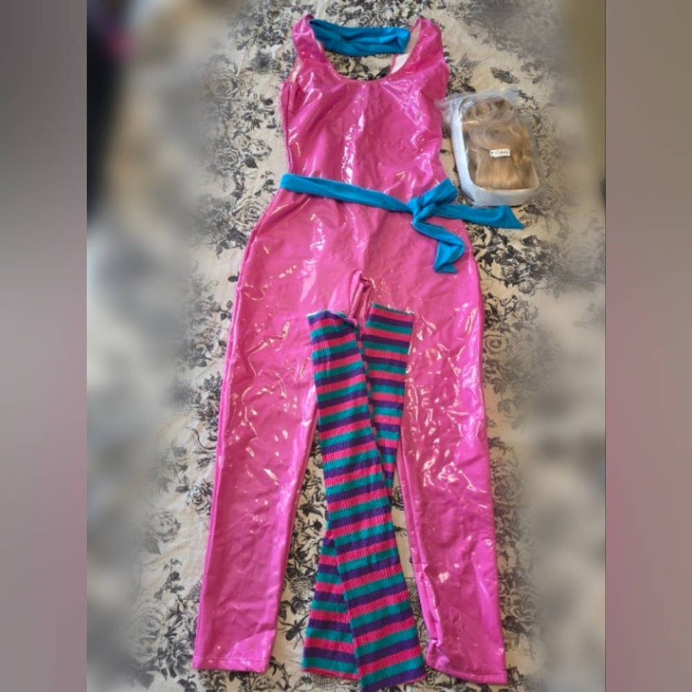 Dolls Kill Trickz n' Treatz Workout Barbie Costume Set with Wig Read Description